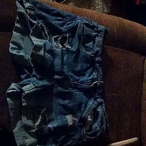 blue ripped Denim jean shorts